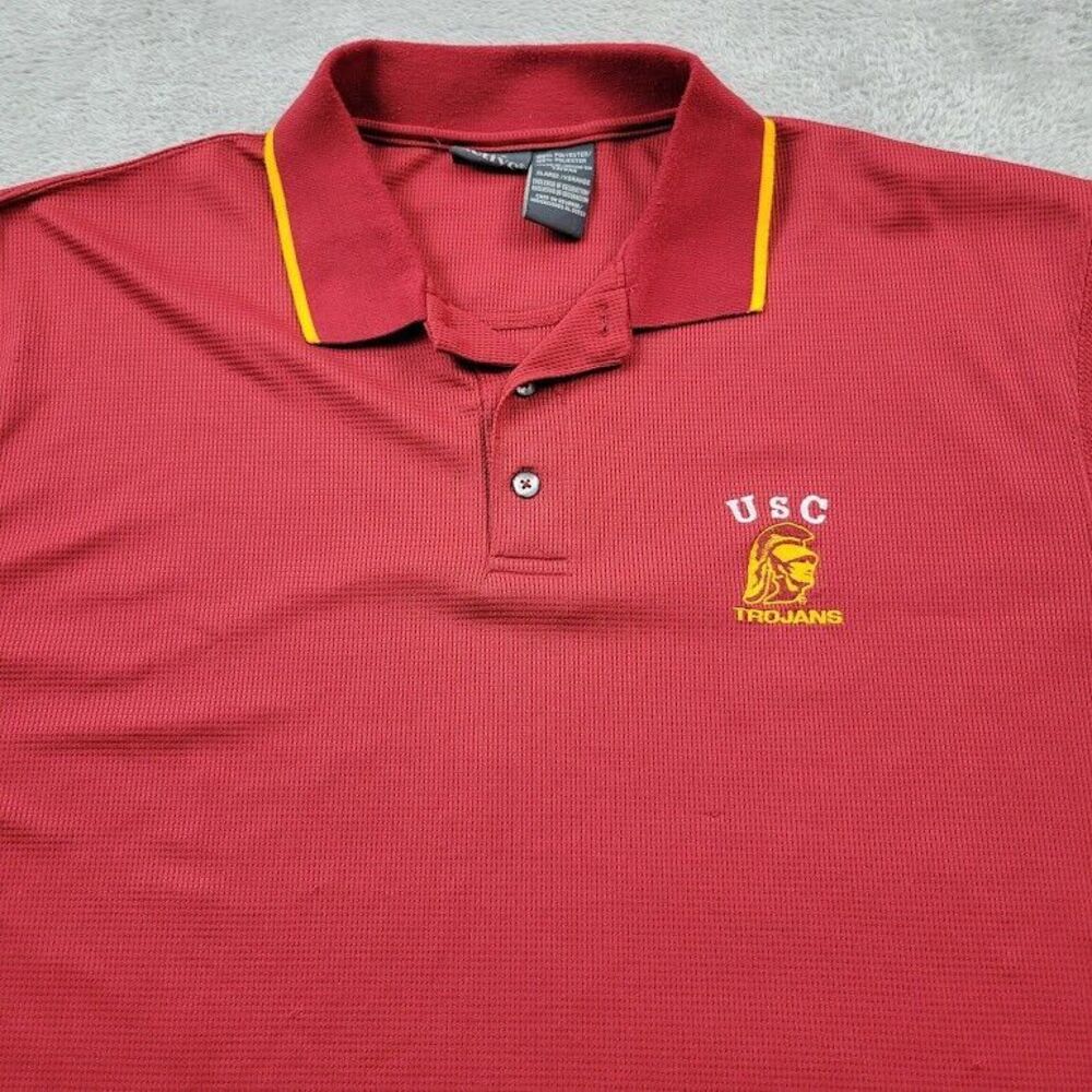 Vintage USC Trojans Polo Shirt‎ Adult XL Red NCAA College Active Football